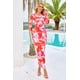 thumbnail image 4 of Vestido PRETTYGARDEN Ajustado Floral de Manga Larga Naranja Claro Talle S, 4 of 8
