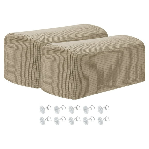 2Pack Stretch Armrest Covers, Couch Arm Slipcovers with Twist Pins, Sand Color