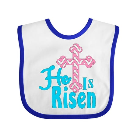 

Inktastic Easter He is Risen Pink Cross Gift Baby Boy or Baby Girl Bib