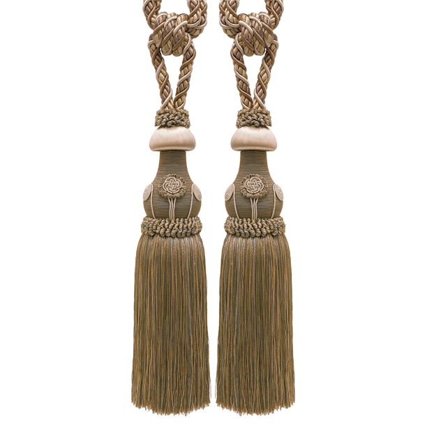 Pair of Decorative Beige Multi Tone Curtain & Drapery Tassel Tieback