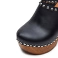 thumbnail image 4 of YDN Women Chunky Platform Round Toe Clogs Mules Rivets Studs Slip On Cork High Heels Slides Sandals Dressy Prom Daily Shoes Size 13 Black, 4 of 5