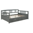 thumbnail image 6 of Harper & Bright Designs Wood Full Size Daybed with Trundle Bed Frame Full Wood Slat Support for Living Room, Gray, 6 of 14