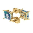 thumbnail image 2 of 14K Solid Gold Push Back Stud Earrings for Women | 3 cttw Princess Cut Blue Moissanite | Yellow Gold, 2 of 5