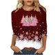 thumbnail image 1 of Camisetas de Navidad para Mujeres, 3/4 Manga Cuello Redondo Blusa con Estampado de Vacaciones, Top de Moda Casual, 1 of 5