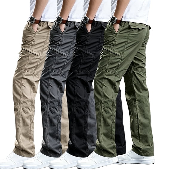 Men Stretch Cargo Trousers Light Multi Storage Reinforced Ripstop Field Travel Pants S-XL(1 piece)