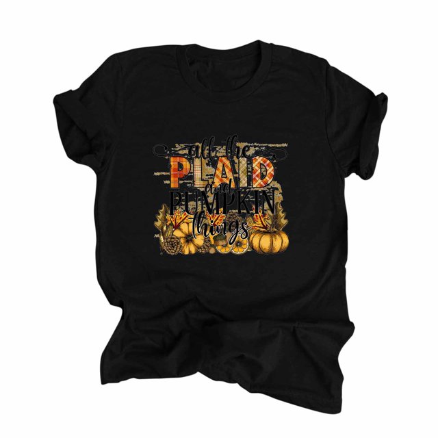Tops Para Mujer Salir Tops Casual Mangas Cortas Estampado de Acción de Gracias Jersey Blusa Camiseta Odeerbi ODB149862