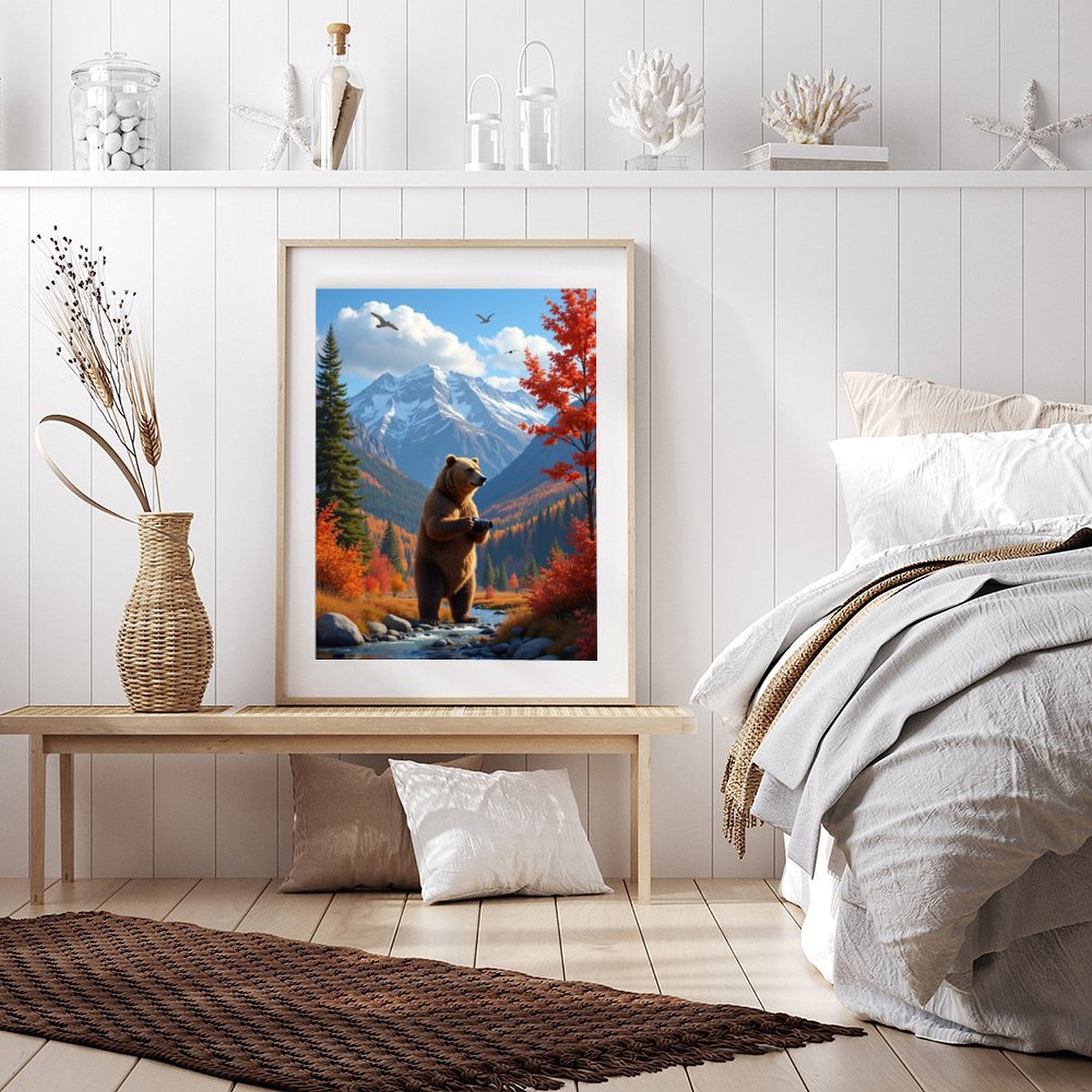 Diamond Art Kit for Adults, Bear Photographer Scenic Autumn Mountain Diamond Painting for Adults Beginners, 5D DIY Diamond Art Painting Kits, Colorful Diamond Painting Craft for Home Decor 12x16
