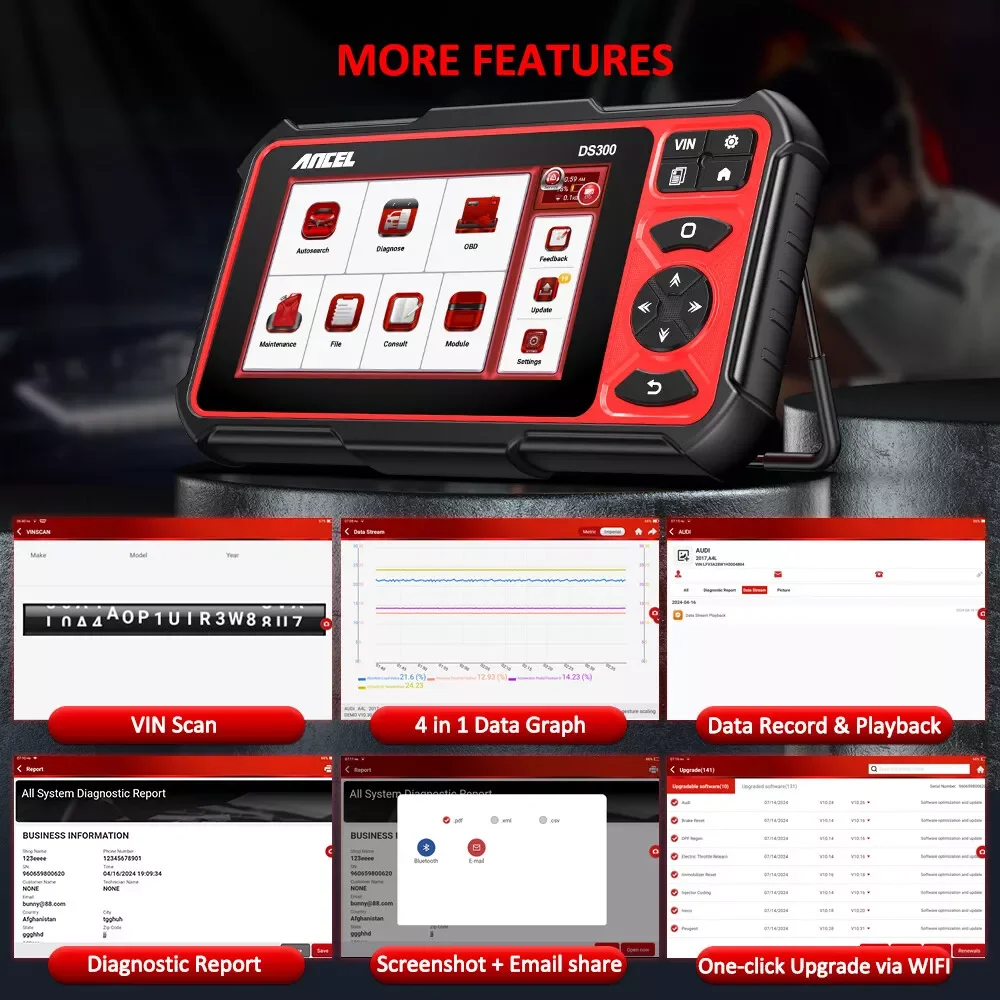 ANCEL OBD2 Scanner Bluetooth Automotive Bidirectional Scan Tool, All System Car Diagnostic Tool for All Vehicles with 30+ Resets, Active Test, FCA Autoauth, ECU Reset, 3-Year Updates, 24h Online Chat
