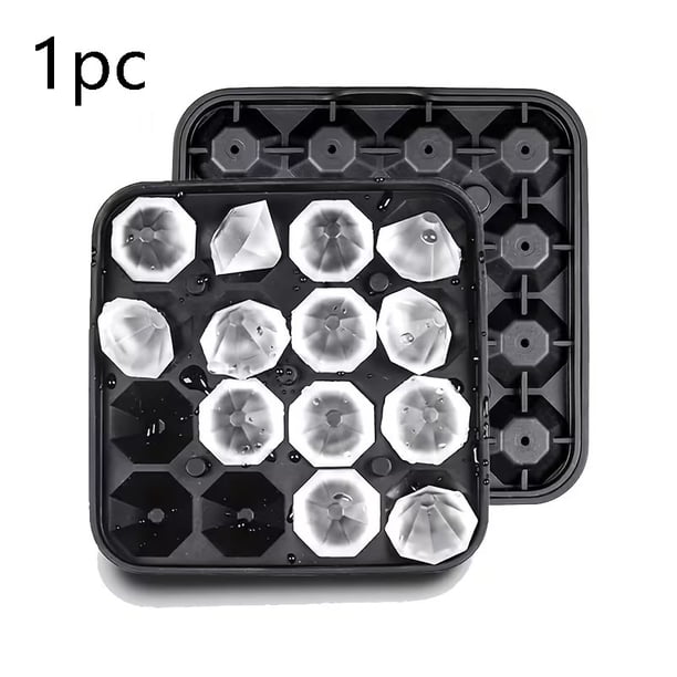 Mini bandeja for cubitos de hielo con forma de diamante, 16 Uds., divertido molde de silicona for una fácil liberación, cubitos de hielo apilables con tapa