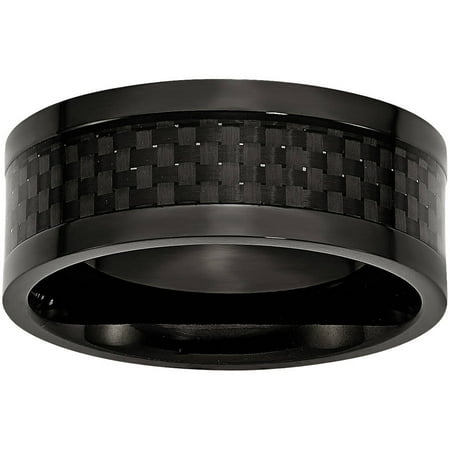 Primal Steel Titanium 9mm Black IP-plated w/Carbon Fiber Inlay Polished Band