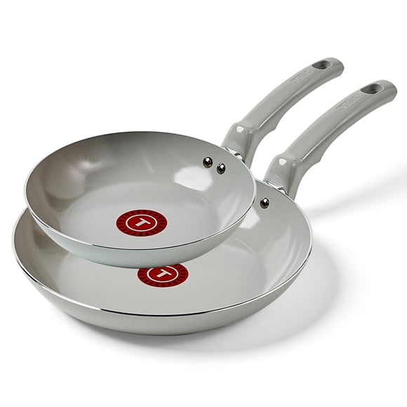 Juego de sartenes T-Fal de cerámica antiadherente gris de 8" y 10"