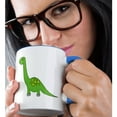 thumbnail image 2 of 3dRose, Cute Green and Yellow Standing Dinosaur, 11oz Two-Tone Blue Mug, 2 of 7