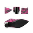 thumbnail image 2 of BLISSFUL STEP Valentine's Women's Plaid Chunky Heel Pointy Toe Rhinestone Bow Ankle Boots Purple 11, 2 of 4