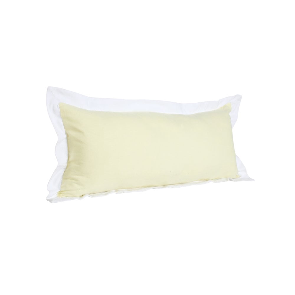 LR Home Ox Bay Hand-Woven Yellow/White Bordered All-Natural Cotton Pillow Cover