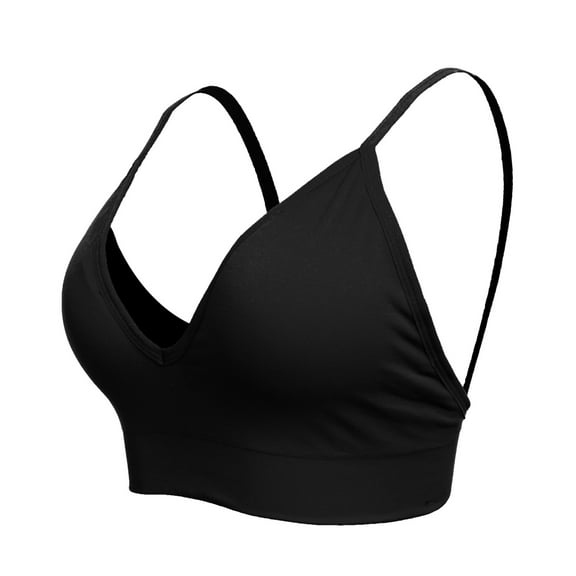 Prolriy High Impact Sports Bras for Women, Women's Solid Color Underwire Breathable Detachable Cotton Cup French Sexy Sports Bra Workout Tops for Women Black L