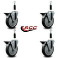 thumbnail image 2 of 5 Inch Thermo Rubber Swivel 7/8 Inch Expanding Stem Caster Set with Brake, 2 of 2