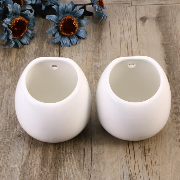 Worgeous  2 Pcs Mini Wall Planter Hanging Pot Indoor Pots Outdoor Decoration Mounted Vase White