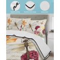 thumbnail image 4 of Quilts Twin-XL Size Bedding Set, Vintage Spring Floral Lightweight Quilted Comforter, Dragonfly Elegant Pastoral Flowers Reversible Bedspread Coverlet with Pillow Covers for All Season, 68" x 98", 4 of 7