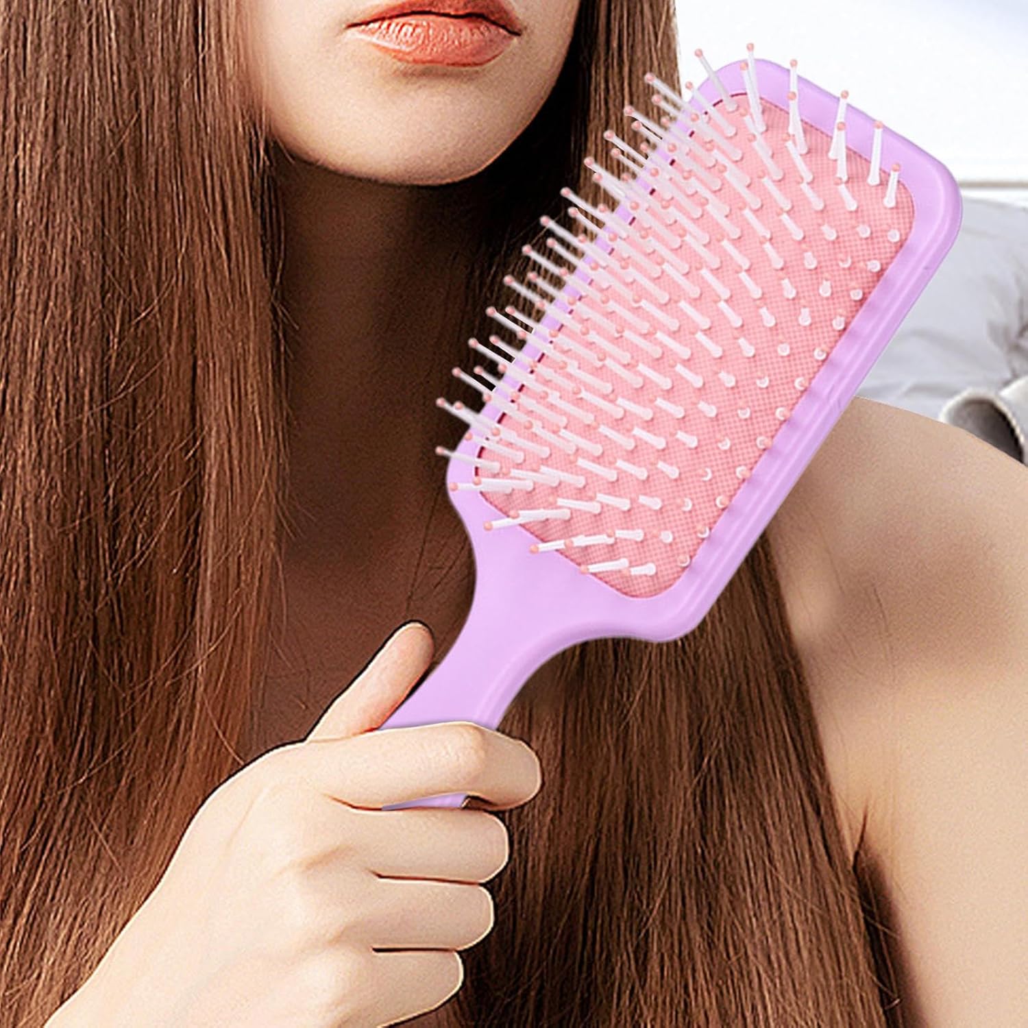 Paddle Brush - Blow Drying Brush, Soft Flexible Bristles, Gentle Scalp Massage Comb, Anti-Frizz Hair Styling Tool | Suitable for Thick, Curly, Straight, Long, Short, Wet or Dry Hair, Salon Home