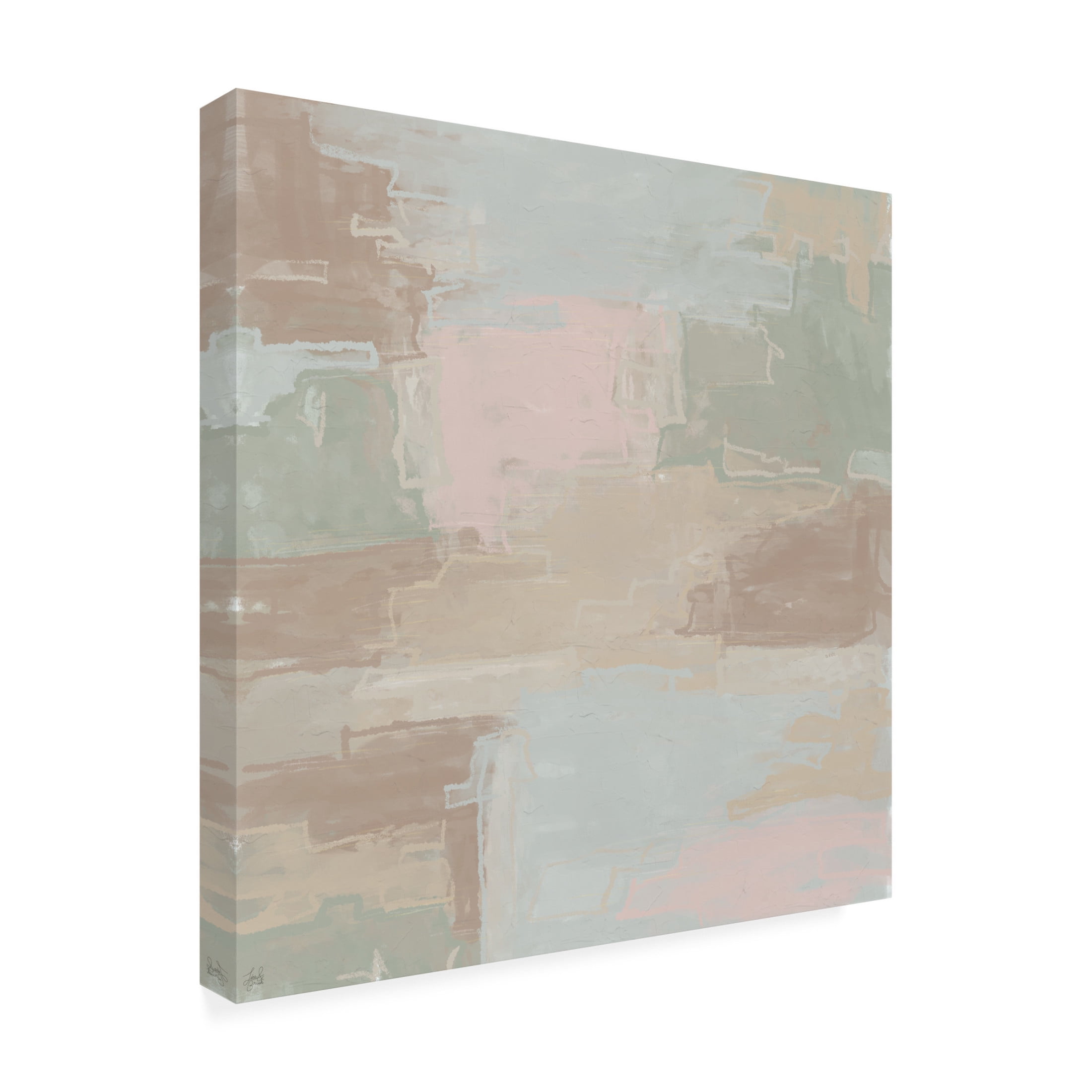 Canvas Wall Art - Line and Brush 'Neutral Scratch Block ' Wall Art for Living Room, Bedroom, or Office Décor by Trademark Fine Art - 14 x 14 Inches