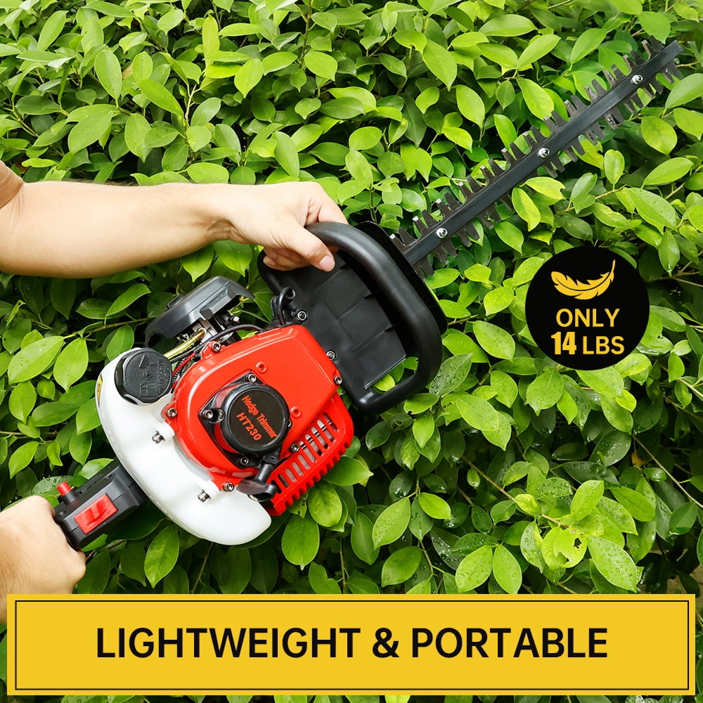 TOPTENG 26cc 2-Cycle Gas Powered Hedge Trimmer, double sided blade 24", recoil gasoline trim blade, Fast charger Red&Black