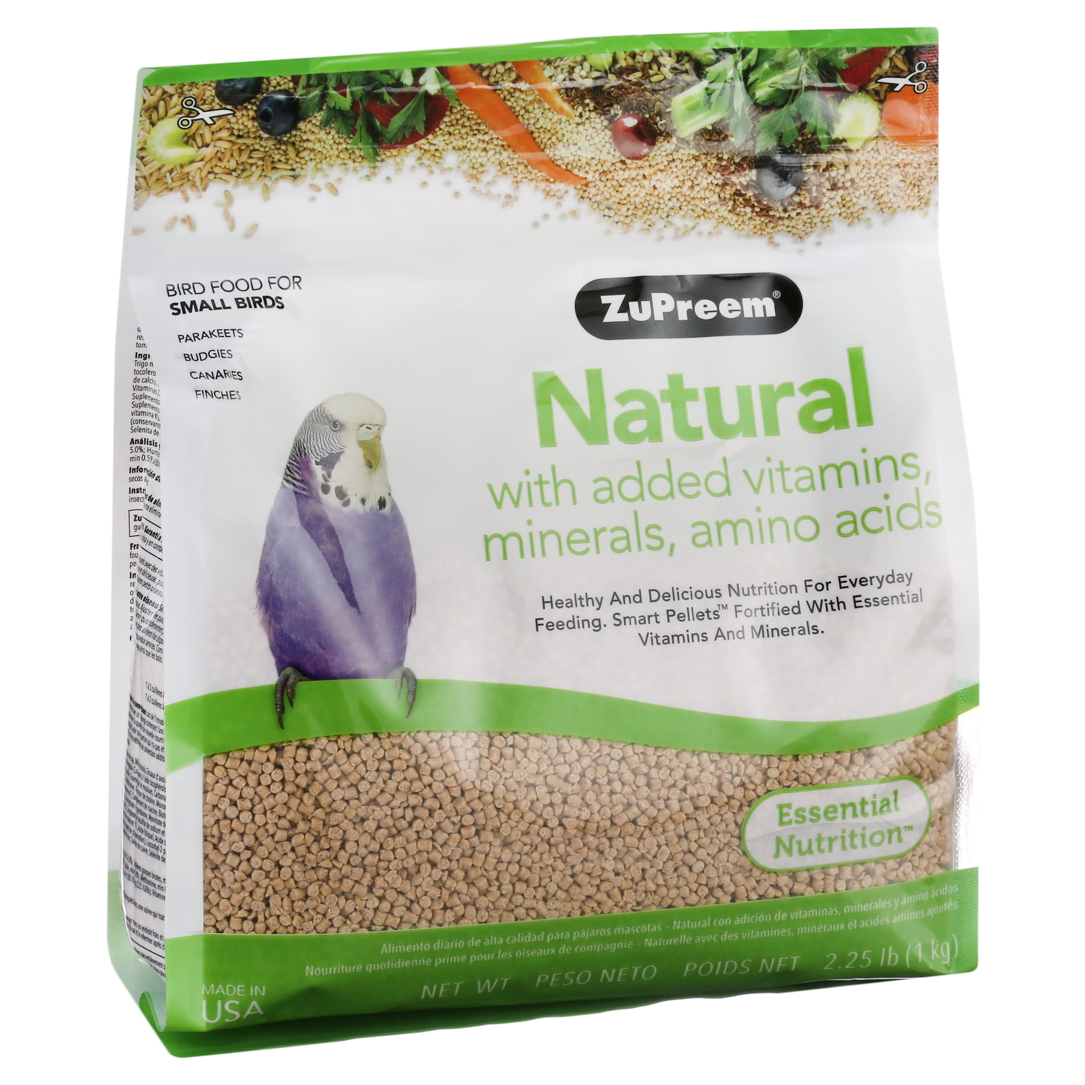 ZuPreem Premium Parakeet Natural Bird Food Daily Pellets for Small Birds 2.25 lb Walmart