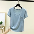 thumbnail image 5 of Jalioing Womens Basic Shirts Comfy Stretchy Short Sleeve Scoop Neck T Shirts Solid Casual Undershirts Tops with Pocket, 5 of 6