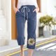 thumbnail image 2 of Pantalones Elásticos de Cintura para Mujeres Impresos de Longitud Completa Casual con Bolsillos, Pantalones de Cintura Alta para Deporte, Vacaciones Al Mar Y Uso Diario, 2 of 4