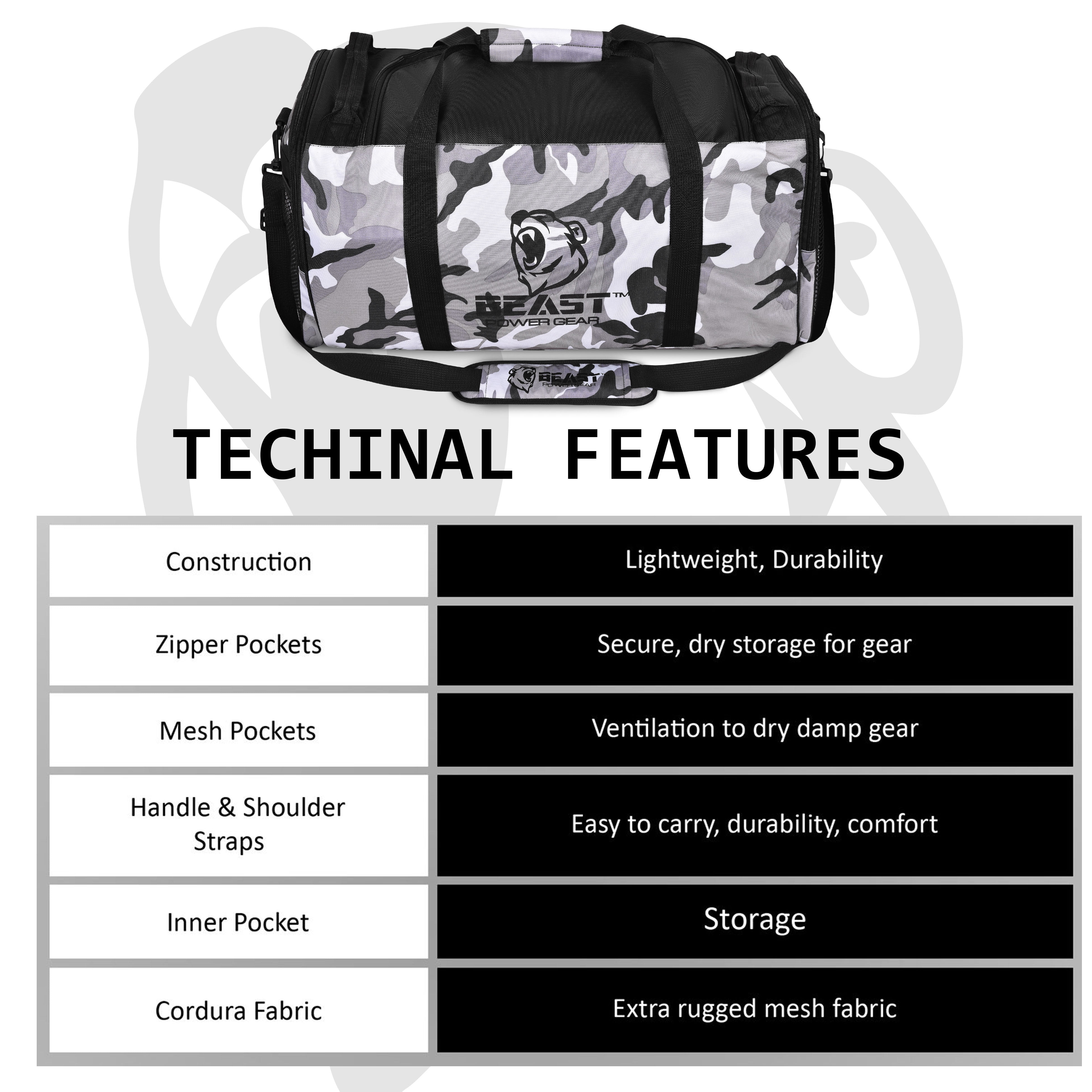 Beastpowergear Gym Duffle Bag- Workout, Boxing, MMA, Sports Bag with Shoes Compartment and Adjustable Shoulder Strap for Men and Women.