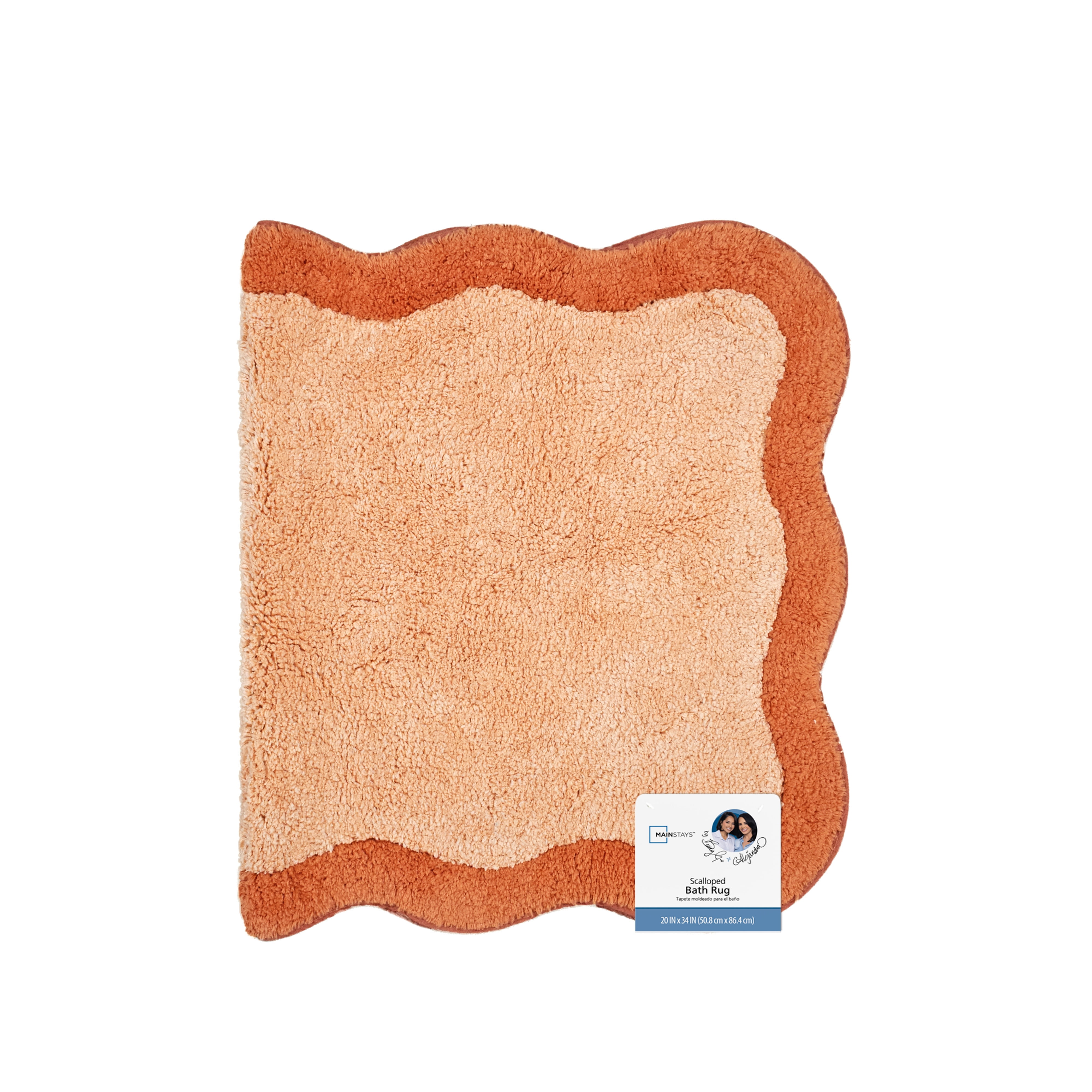 Mainstays by Becky G. & Alejandra 100% Cotton Scallop Bath Rug, Mimosa Light, 20" x 34"