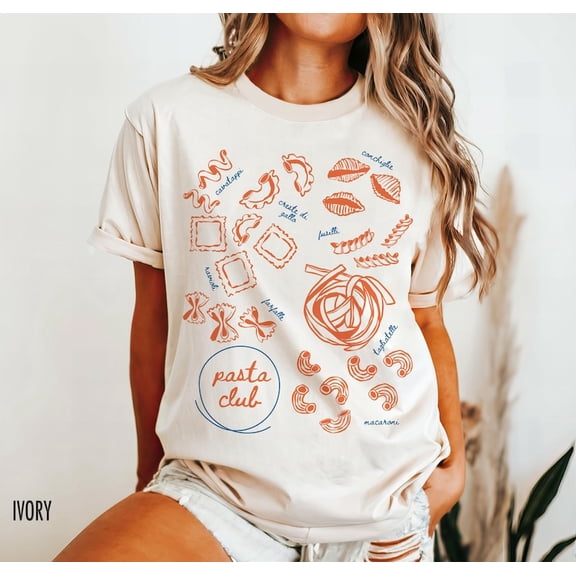 Pasta Shirt, Food Tshirt, Foodie Shirt, Pasta Lover Gift, Italian Girls, Pasta Club, Pasta Shapes