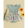 thumbnail image 2 of Suealasg Infant Girl Romper Dress Baby Summer Clothes lying Sleeve Floral/Dot Print Skirt Hem Jumpsuit Newborn Bodysuits, 2 of 9