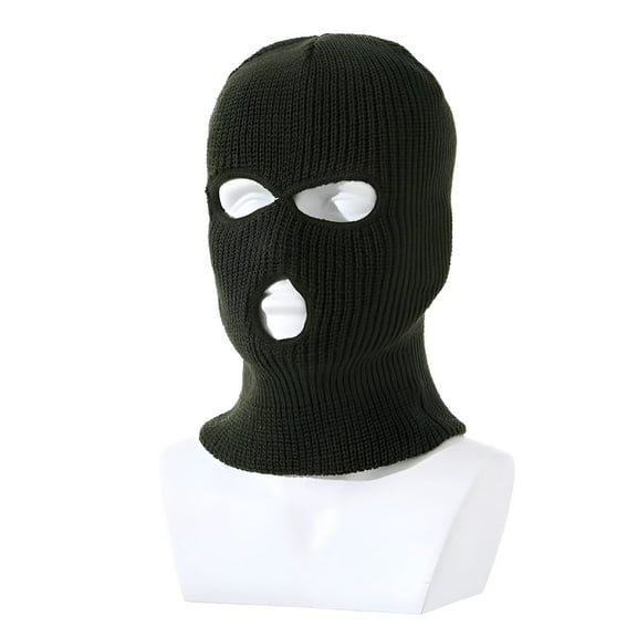 TELOLY 3 Holes Ski Masks Knitted Full Face Cover Winter Balaclava Ski Mask for Outdoor Sports Men Women,Army Green