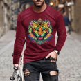 thumbnail image 2 of Jinhomg Mens Big and Tall T Shirts Novelty Funny Mardi Gras Mask Graphic Tees Lightweight Comfy Long Sleeve Crew Neck Tops Holiday Party Streetwear Wine XXL, 2 of 6