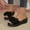 Black, variant on Women's Wedge Slide Sandals Casual Fashion Summer New Solid Color Bow Decor Thick Sole Outdoor Wedge Heel Slippers