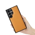 thumbnail image 3 of Magnetic For Samsung Galaxy S24 Ultra Phone Case,Compatible With Wireless Charging,Lychee Pattern PU Leather Back,Shockproof PC + TPU Hybrid Anti-fall Drop Protection,Rugged Thin Phone Case,Orange, 3 of 7