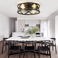thumbnail image 3 of Bella Depot 20" Industrial Black Flush Mount Ceiling Fan with Light and Remote 6-Speed Reversible DC Motor, 3 of 14