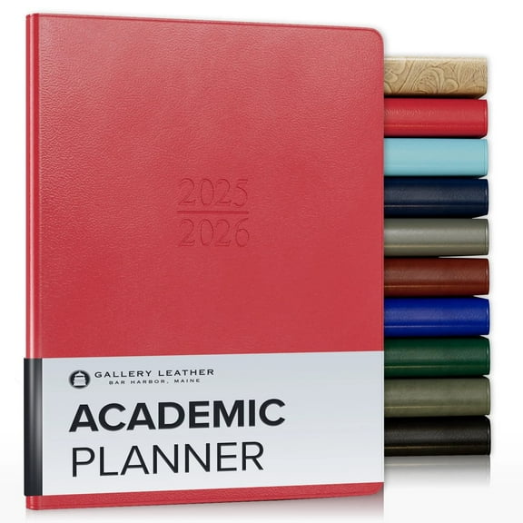 Gallery Leather Academic Planner 2026 - Caribbean Red - 9x7"