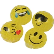 Squishy Squashy Trendy Emoji With Jelly Beads 2" Novelty Toy, Yellow, 12 Pack