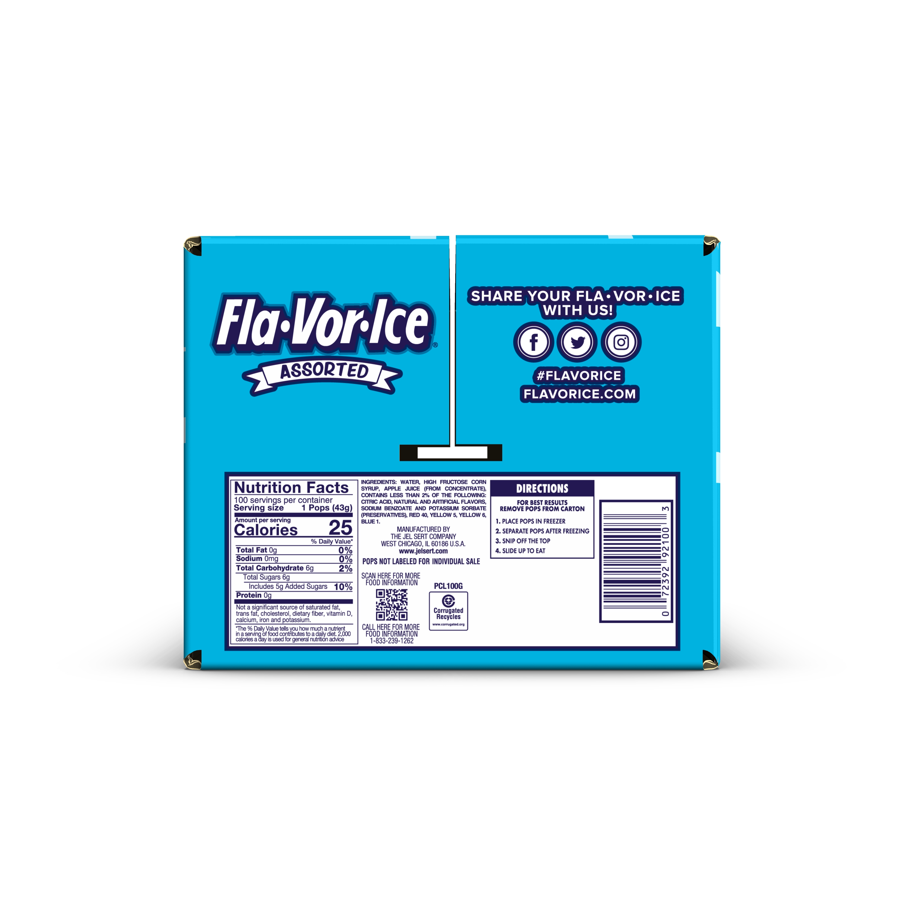 Flavorice Freeze Pops, x 45 Flavors Oz Assorted 6 5.5