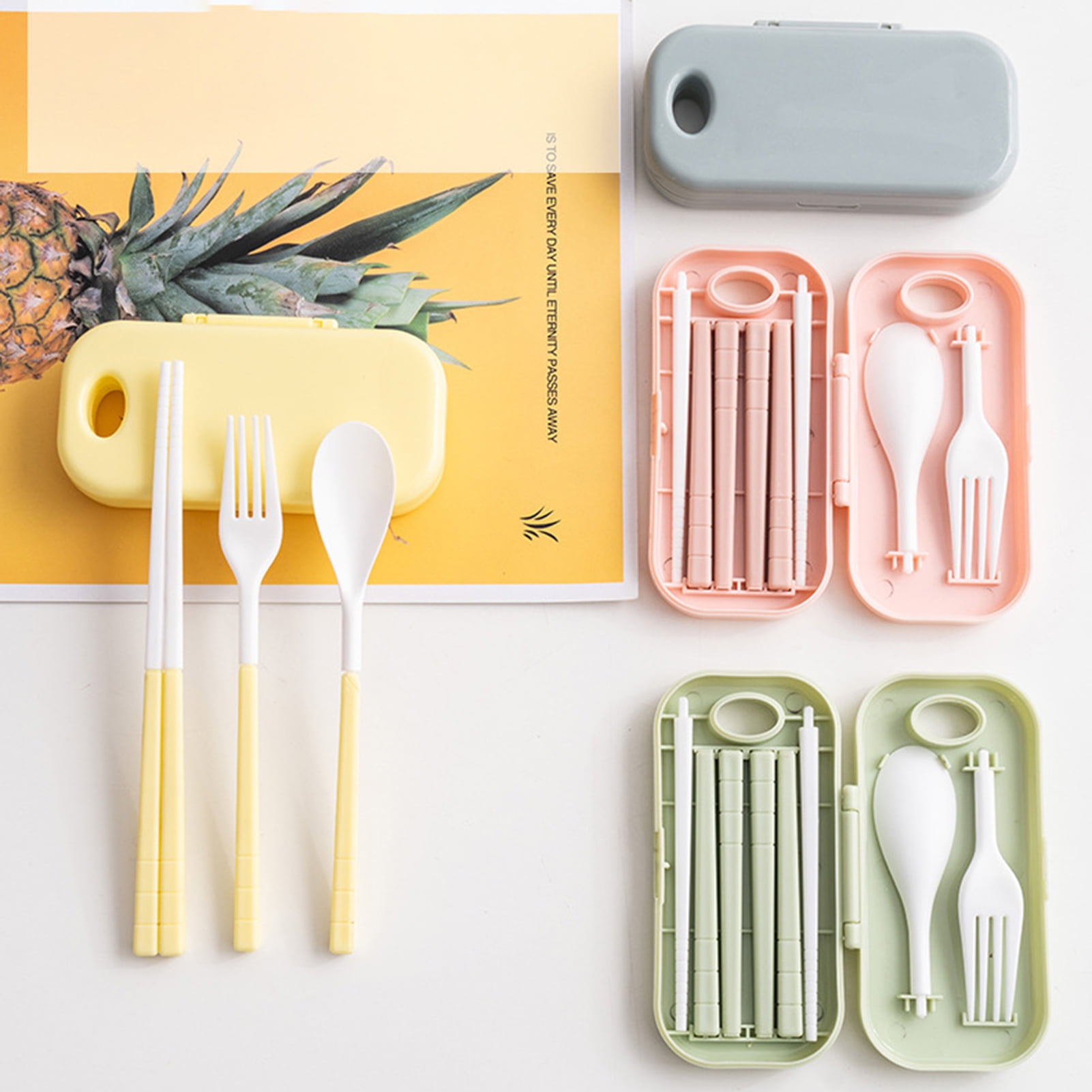 Portable utensils Travel Camping Cutlery set including Fork Spoon Chopsticks 