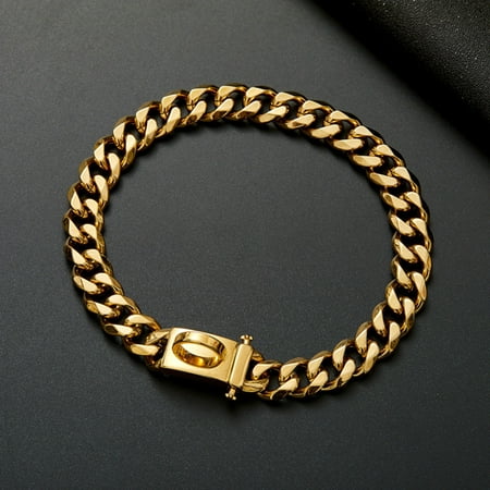 SPRING PARK Stainless Steel Dog Collar Pet Necklace Jewelry Accessories Puppy Cat Chain Gold Color Buckle Design