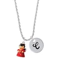 thumbnail image 1 of Delight Jewelry Resin Red Angel Holding Star Silvertone Script Initial Disc - C - Charm Necklace, 20"+3", 1 of 4