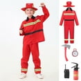 thumbnail image 4 of LIIPEE Boys Fireman Costumes Kids Fancy Dress Up With Accessories Clothes 7 Piece Party Outfits, 4 of 9