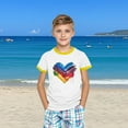 thumbnail image 5 of Boys Girls Heart Graphic T-shirts Cotton Kids Plain Round Neck Basic Top - Children School Active Tees Shirts Age 3-13 Years Yellow 11-12 Years, 5 of 6
