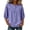 Purple, variant on Boho Linen Tops Women's 3/4 Puff Sleeves Blouse Embroidered Round Neck Henley Shirt Summer Casual Boho Style Clothes