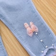 thumbnail image 6 of WhouRiu Toddler Girls Jeans Soft Elastic Waist Wide Leg Denim Pants with 3D Butterfly Kid Girls Flare Thin Trousers Pink,Sizes 4-5, 6 of 7