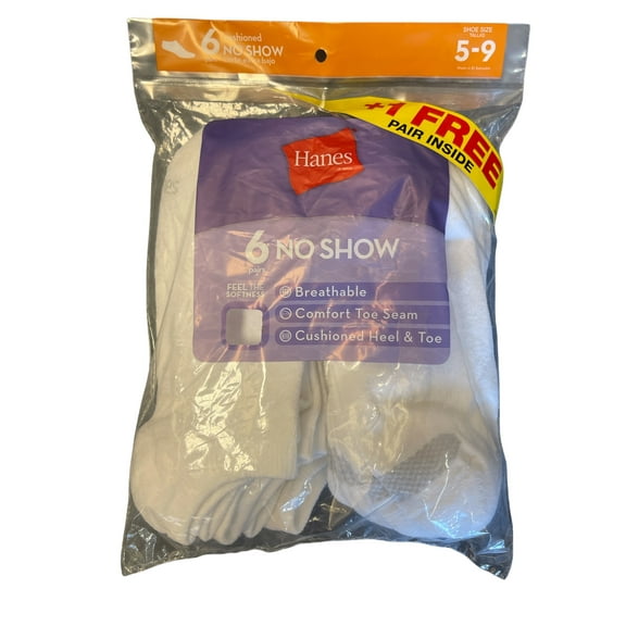 Hanes womens Cool Comfort Breathable No Show Socks, 6-pair Pack 1 FREE PAIR