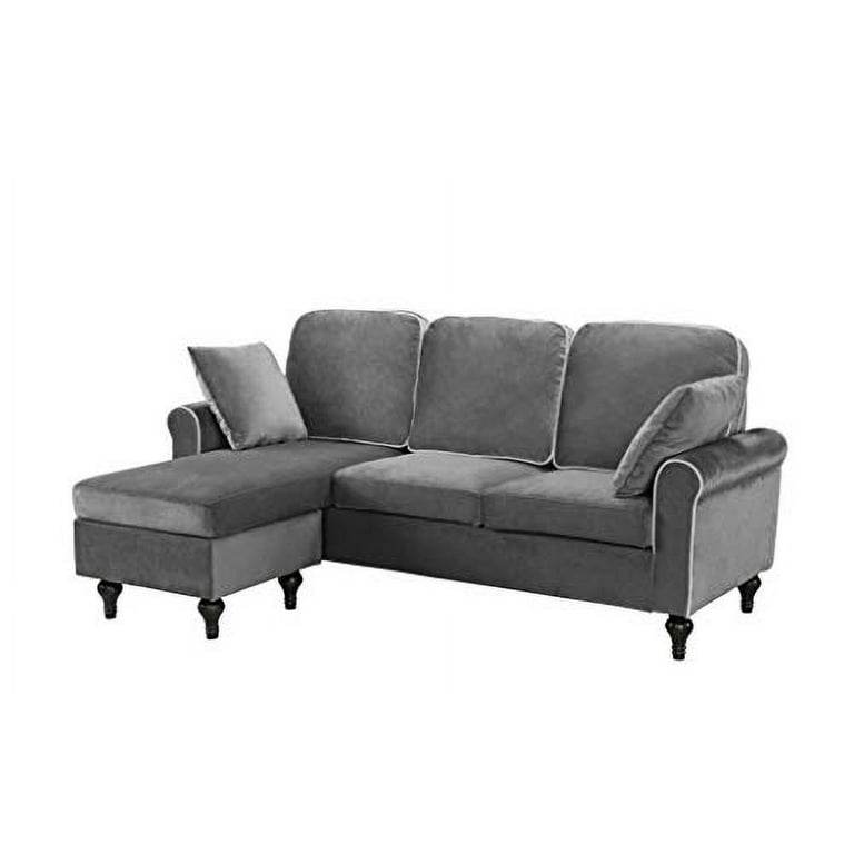 Classic and Traditional Small Space Velvet Sectional Sofa with