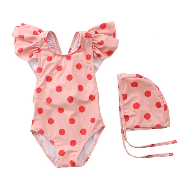 Odeerbi 2-24 Meses Traje de Baño de Una Sola Pieza Para Niñas Con Sombrero de Sol Traje de Baño de Verano Con Impresión Linda